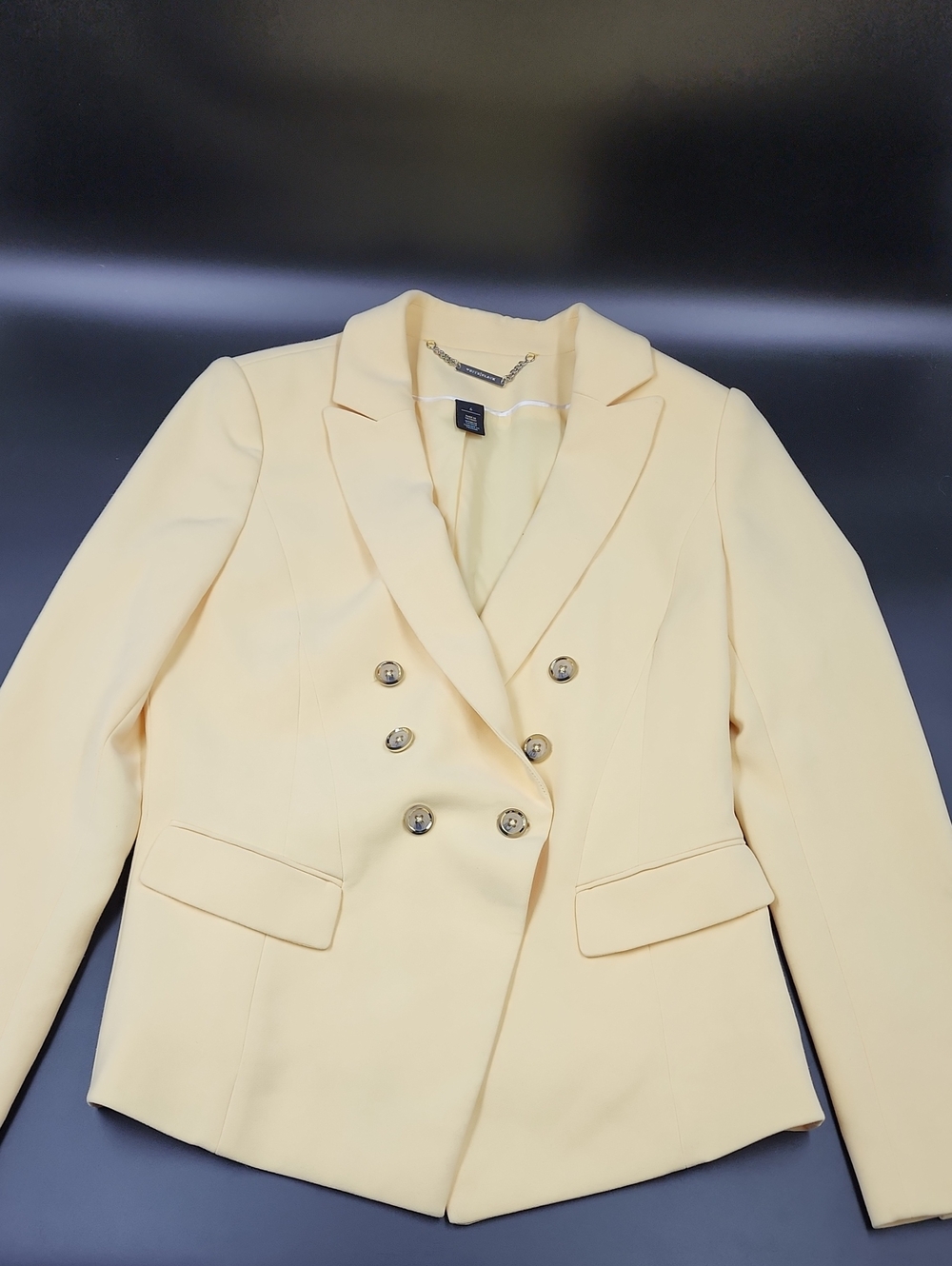 White House Black Market Women's Double-Breasted Cream Blazer Jacket